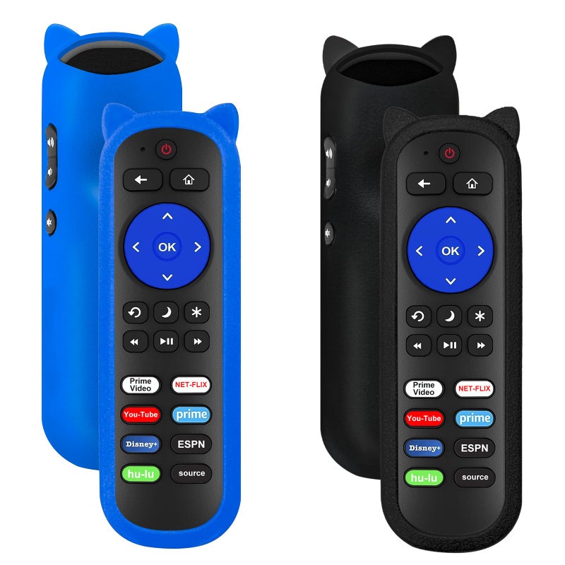 Yimaut Pack of 2 IR Remote for Roku TV Remote, for All Roku Built-in TV, for TCL Roku/Onn/Hisense/Insignia/Element/Sharp/Haier/Hitachi/LG/Sanyo/JVC/Magnavox/RCA/Philips/Westinghouse with Anti-Lost Cover - Image 1